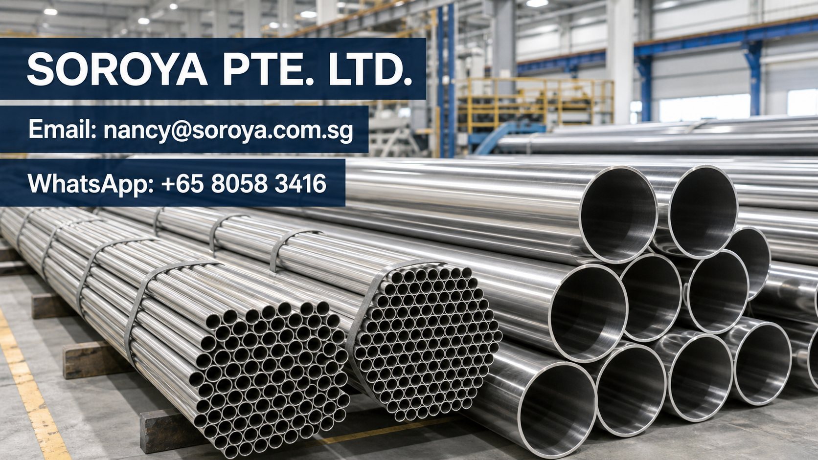 Industrial stainless steel pipes and tubes in a warehouse for export sourcing and quotation enquiries