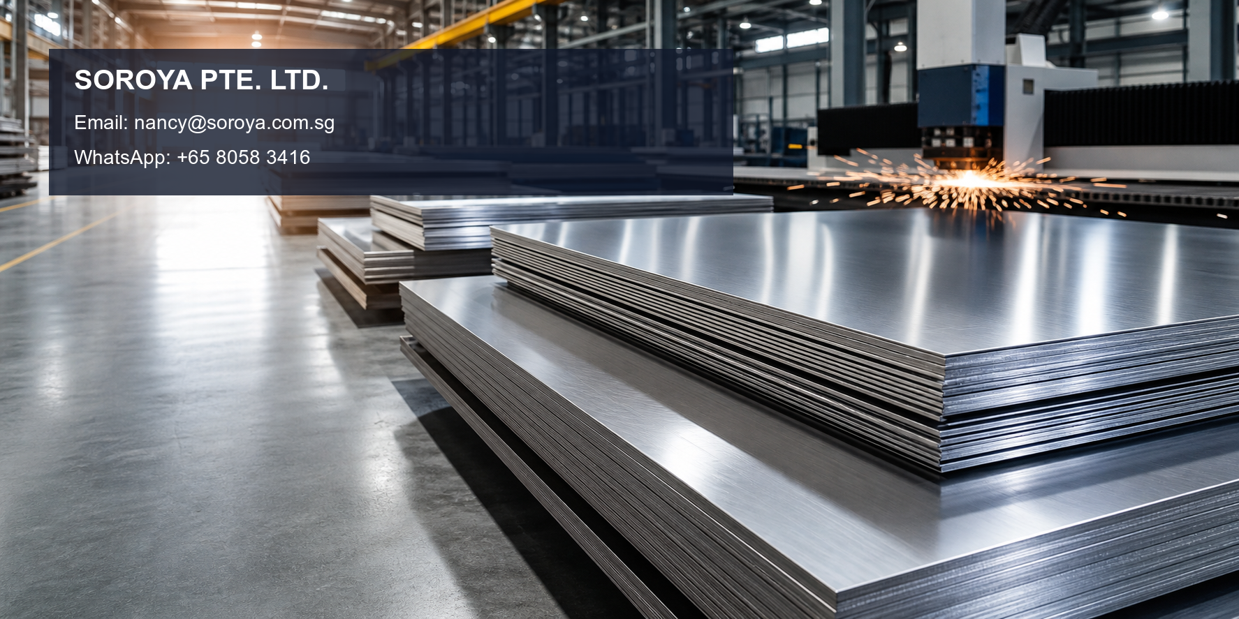 Industrial stainless steel plate inventory with SOROYA PTE. LTD. contact details