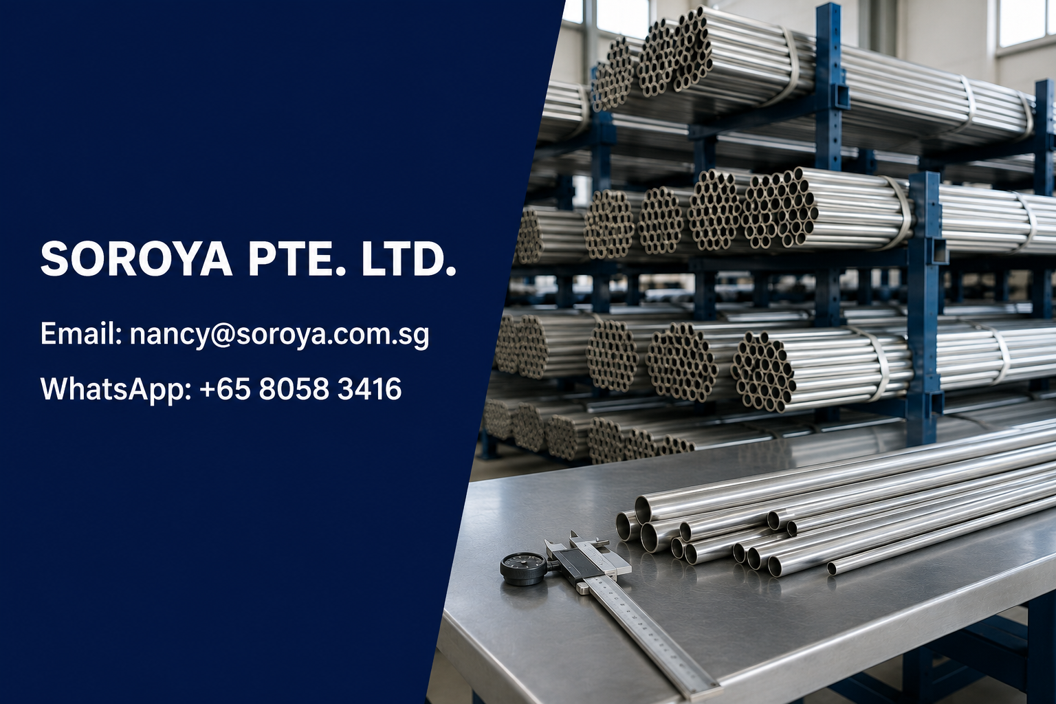 Stainless steel instrumentation tubing bundles and inspection bench with SOROYA PTE. LTD. contact details