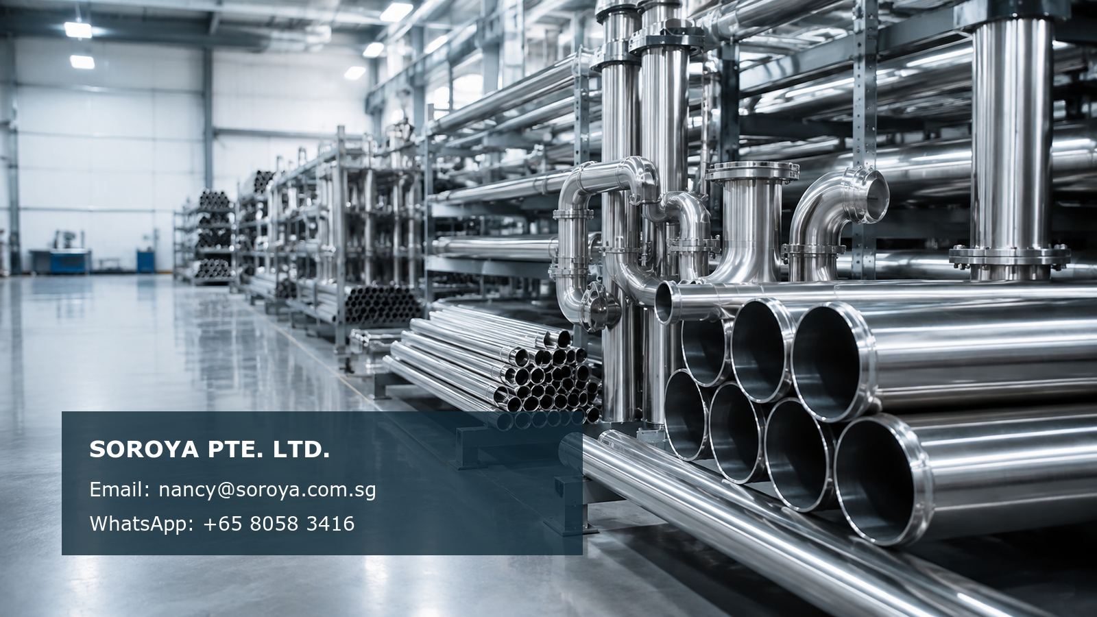 Industrial stainless steel pipe and tube prepared for food and beverage process line fabrication