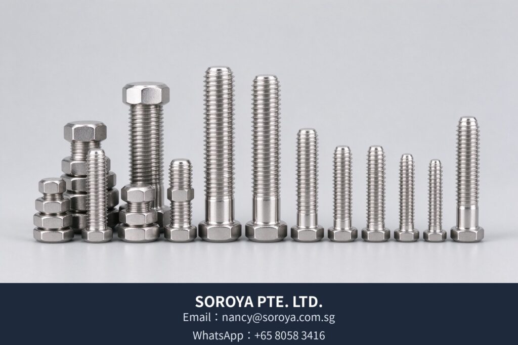 Stainless steel hex bolts and nuts in A2-70 and A4-80 grades