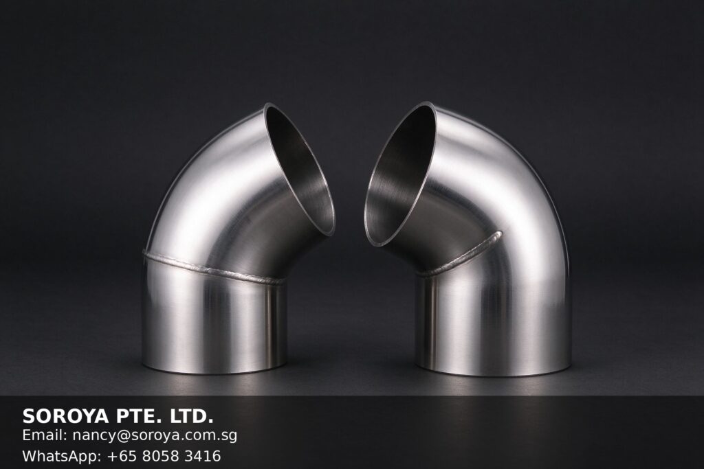 Stainless steel 45 degree and 90 degree buttweld elbows in 304 and 316 grades