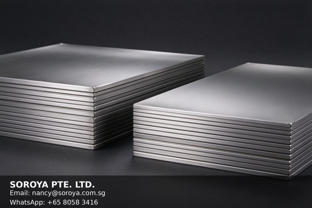304 and 316 stainless steel sheet and plate stacks, brushed finish